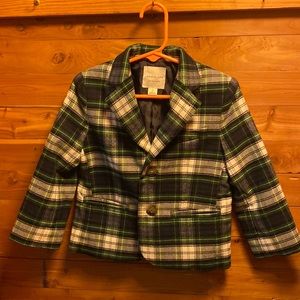 Janie and Jack Boys Plaid sports coat 2T Green Blue White Holiday 2019